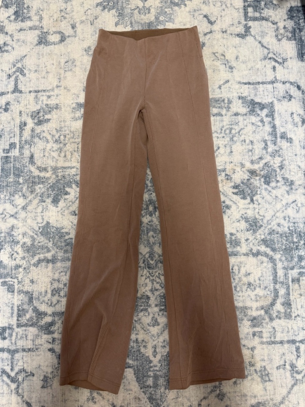 lululemon athletica brown ribbed wide leg leggings